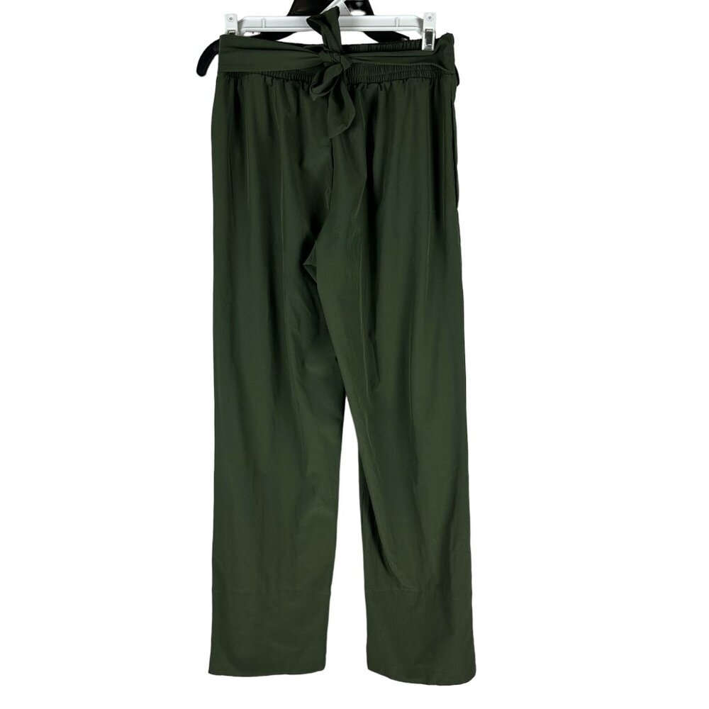 Tahari Women's XS Olive Green High-Waist Wide-Leg Pants With Tie Waist